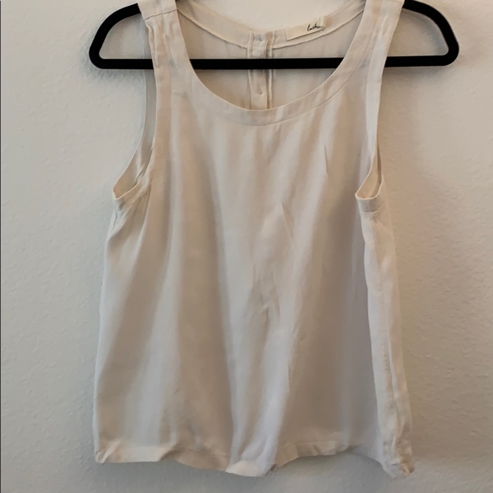 Lush cream tank top w button back detail